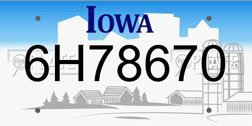 6H78670 Iowa License Plate