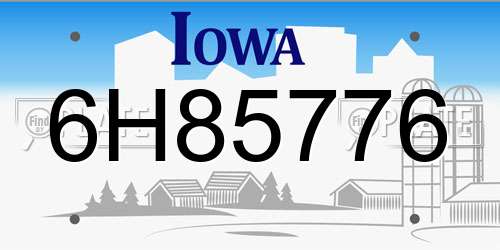 6H85776 Iowa License Plate