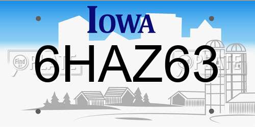 6HAZ63 Iowa License Plate