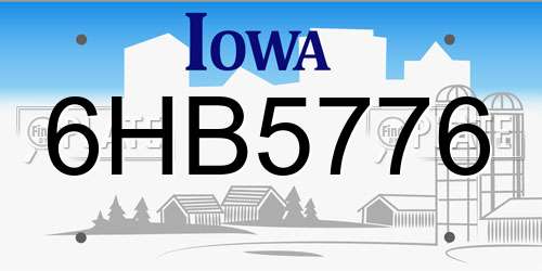 6HB5776 Iowa License Plate