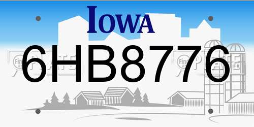 6HB8776 Iowa License Plate