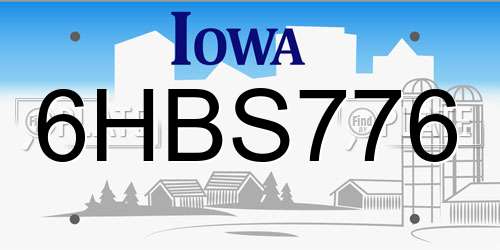6HBS776 Iowa License Plate