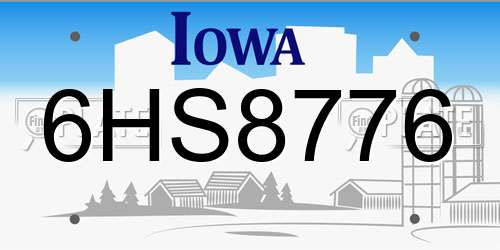 6HS8776 Iowa License Plate