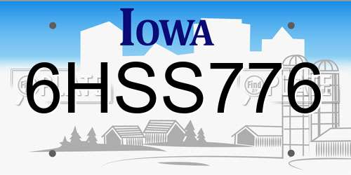 6HSS776 Iowa License Plate