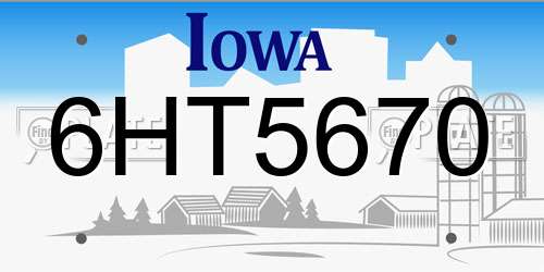 6HT5670 Iowa License Plate