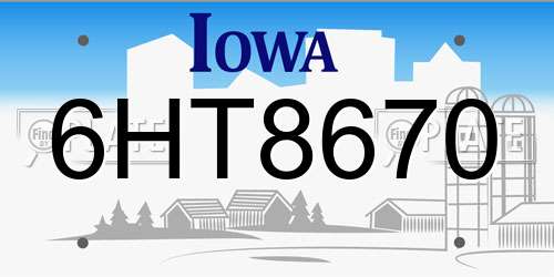 6HT8670 Iowa License Plate