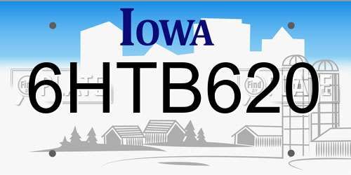 6HTB620 Iowa License Plate