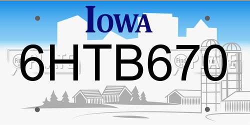 6HTB670 Iowa License Plate
