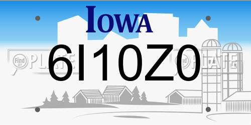 6I10Z0 Iowa License Plate