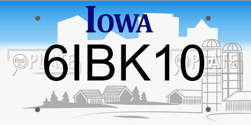 6IBK10 Iowa License Plate