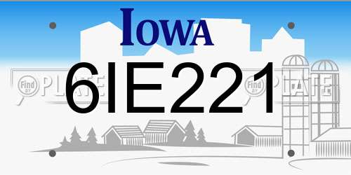 6IE221 Iowa License Plate