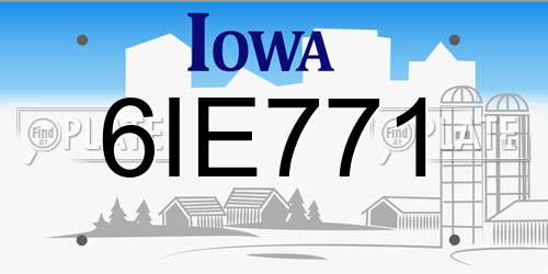 6IE771 Iowa License Plate
