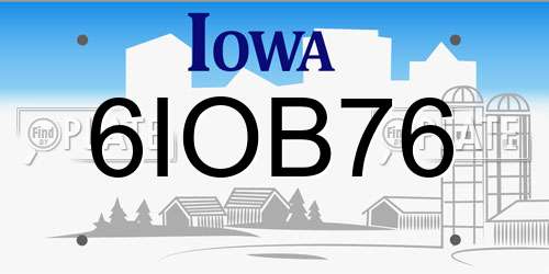 6IOB76 Iowa License Plate