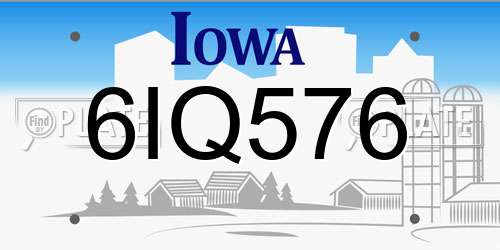 6IQ576 Iowa License Plate