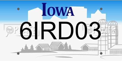 6IRD03 Iowa License Plate