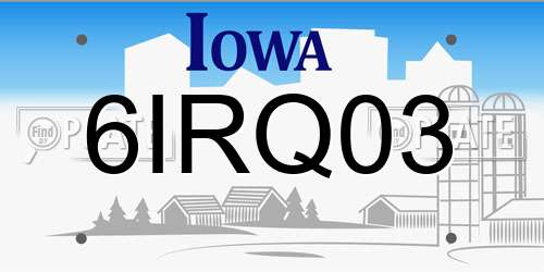 6IRQ03 Iowa License Plate