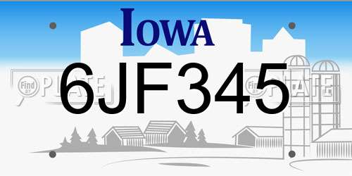 6JF345 Iowa License Plate