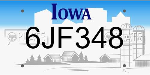 6JF348 Iowa License Plate
