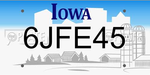 6JFE45 Iowa License Plate