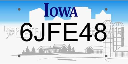 6JFE48 Iowa License Plate