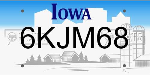 6KJM68 Iowa License Plate
