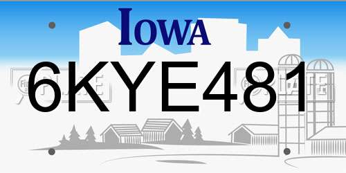 6KYE481 Iowa License Plate