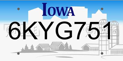 6KYG751 Iowa License Plate