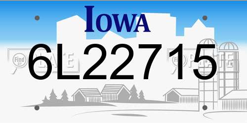 6L22715 Iowa License Plate