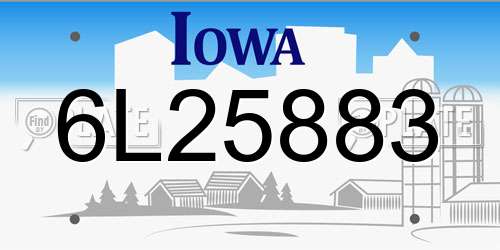 6L25883 Iowa License Plate