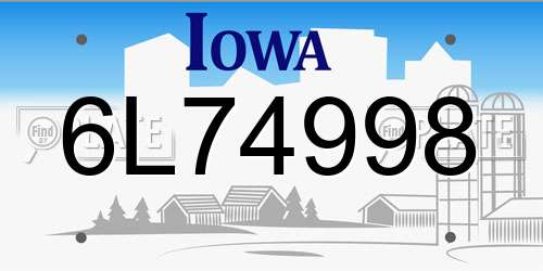 6L74998 Iowa License Plate