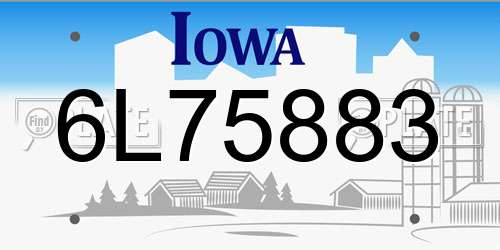 6L75883 Iowa License Plate