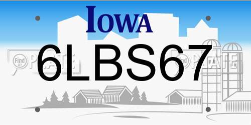 6LBS67 Iowa License Plate