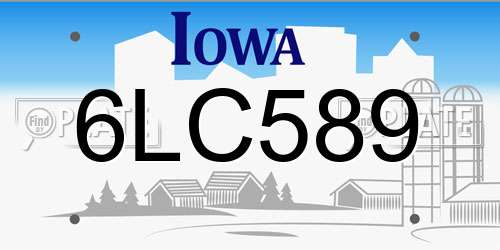 6LC589 Iowa License Plate