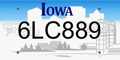 6LC889 Iowa License Plate