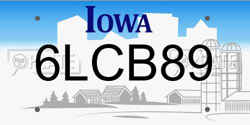 6LCB89 Iowa License Plate