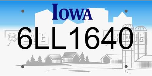 6LL1640 Iowa License Plate