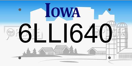 6LLI640 Iowa License Plate