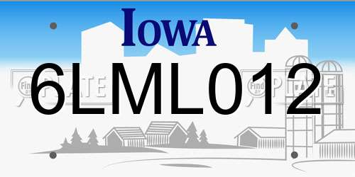 6LML012 Iowa License Plate