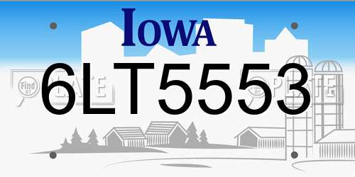6LT5553 Iowa License Plate