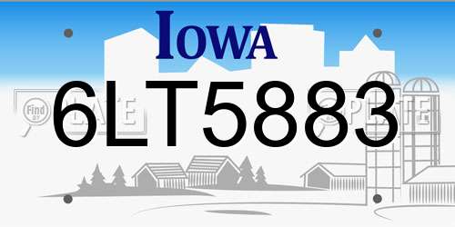 6LT5883 Iowa License Plate