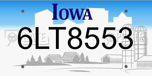 6LT8553 Iowa License Plate