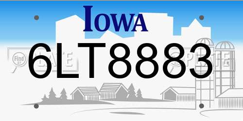 6LT8883 Iowa License Plate