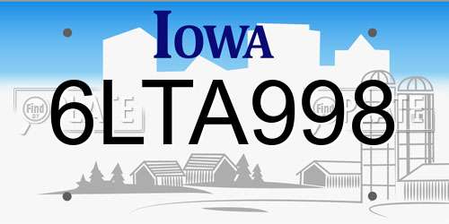 6LTA998 Iowa License Plate