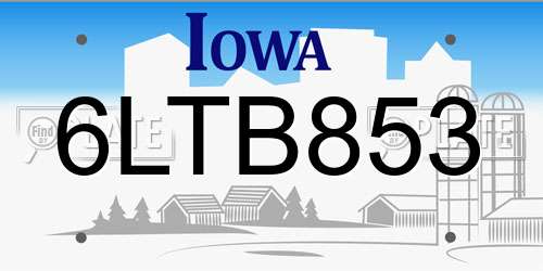 6LTB853 Iowa License Plate