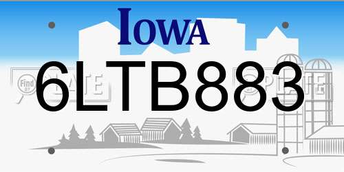 6LTB883 Iowa License Plate