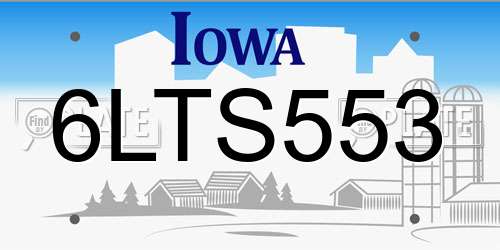 6LTS553 Iowa License Plate