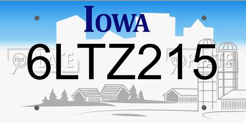 6LTZ215 Iowa License Plate