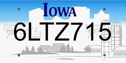 6LTZ715 Iowa License Plate