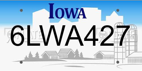 6LWA427 Iowa License Plate