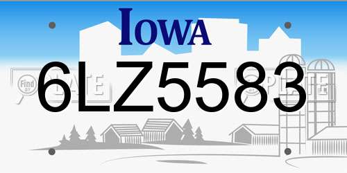 6LZ5583 Iowa License Plate